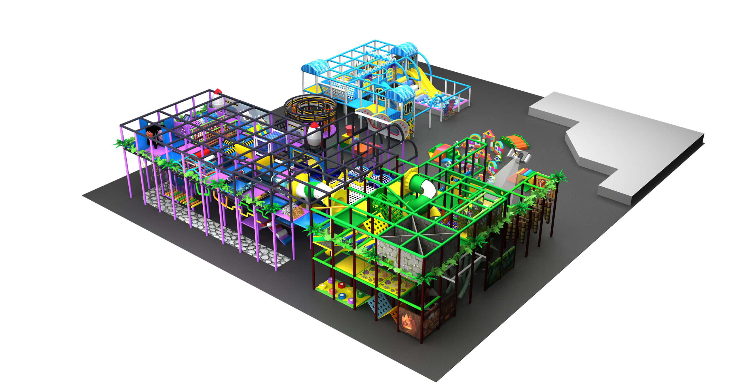 cyberpunk themed indoor park